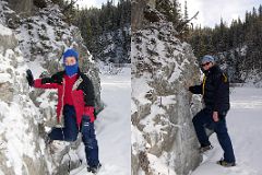 03 Peter Ryan and Charlotte Ryan At Banff Grotto Canyon Cliffs In Winter